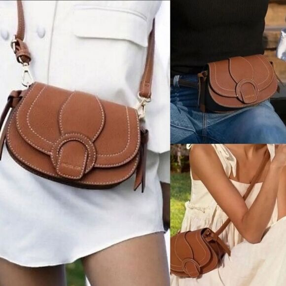 NEW PURSE / BELT BAG NEW RACHEL ZOE CROSSBODY COGNAC VEGAN LEATHER TRAVEL NWT - Picture 7 of 7